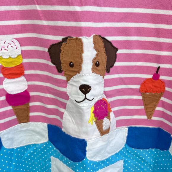 Mini Boden Fun Big Applique Swing Dress Pink Lemonade/Ivory White 7-8 - Picture 3 of 8